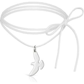 Christian Ceramic Dove Pendant – Religious Jewelry Gift for Girls & Teens & Women – Symbol of Faith, Peace & Love – Perfect for Baptism & Confirmation – Inspirational Layered Choker Necklace – Adjustable Cord Set Included