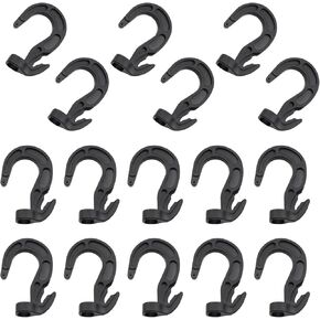 16pcs خطاف سلك الصدمة البلاستيكية السود