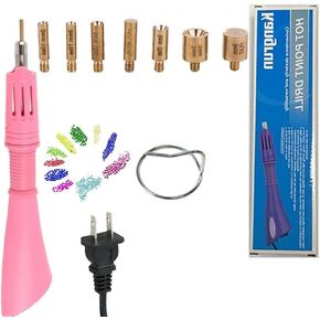 NANPONE Hotfix Applicator, 7 in 1 DIY Hot Fixed Wand Bedazzler Kit, Rhinestones Setter Wand Tool with 7 Different Tip Sizes,Crystal Gem Heat-fix Tool with Support Stand (Pink)
