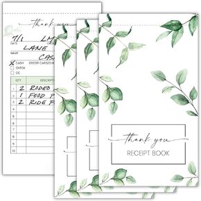 Beautiful Greenery Thank You Receipt Book Set of 3 for Small Businesses - Aesthetic and Easy to Use Receipt Pad - The Perfect Business Supplies That Helps You and Your Happy Clients to Stay Organized