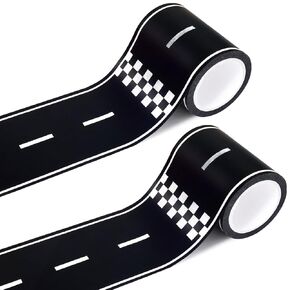 Wnink 2 Rolls Roadway Tape Road ، ملصقات سيارات لسباق الأطفال ، ديكورات مسار السيارات ، وعرضها 2.4 بوصة ، و 2 × 33 قدمًا ، وسهلة المسيل للدموع ، ولا توجد بقايا للأطفال.