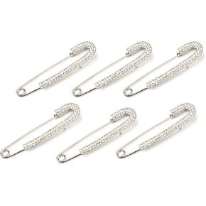 Women's Brooches Pins Decorative Safety Pins for Clothes,Gold Silver Large Safety Pin Charms Fashion Accessories Ideal for Hats and Outfits Elegant Dress Clips(Silver)