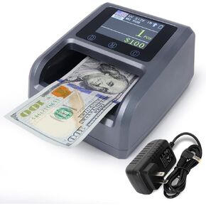 XD-600T Portable Counterfeit Bill Detector Machine,Automatic 4-Way Direction USD & Euro Value Counting,.with UV/MG Size Detections,Rechargeable Battery Included