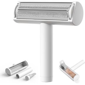 MoonRoller, Pet Hair Removal Tool with Detachable Handle and Cleaning Scraper, Reusable Cat and Dog Hair Remover for Carpet, Couch, Furniture, Car, Bedding, Blanket, Rug, and More