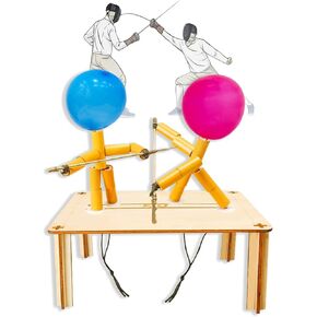 Bamboo Puppet Battle Game Kit, 18 Metal Weapons, DIY Fighting Toy