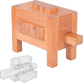 671 Steps Unique Supper Difficult Wooden Nine Ring Brain Teaser Puzzle Challenge Fidget Toys 3D Assembly and Disentanglement Lock Games IQ Test Mind Game Educational Toy for Kids and Adults
