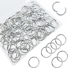 100 Pcs Binder Bings 1.18in(3cm),Metal Rings for Index Cards,Ring Clasps for Note Cards,Nickel-Plated Steel Key Ring,Card Rings,Loose Leaf Paper,Suitable for Schools Offices and Homes(Silvery）
