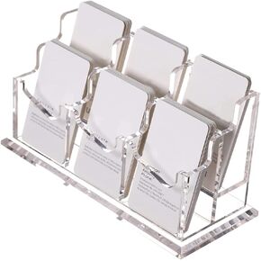 Business Card Holder for Desk，Vertical Clear Acrylic Business Card Display Holders for Desktop (2Tier 6Pocket), (BCH-01)