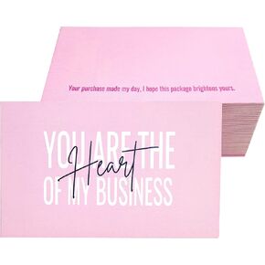 RXBC2011 Thank you Cards you are the Heart of my business Cards Package Insert for online business Pack of 100 (100 Card pink)