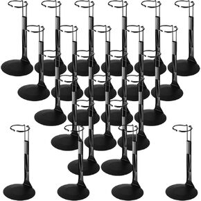 24 Pcs Doll Stands Adjustable Action Figure Stands with Expandable Waist Wire for 8"-12" Dolls Action Figure (White, Silver)