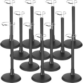 12 Pcs Doll Stands for 8 to 14 Inches Adjustable Dolls Figure Stand Display with Expandable Waist Wire Action Doll Stands Display Rack for Home Shop Birthday Party Favor(Black)