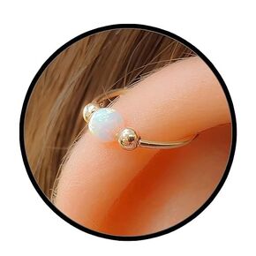 White Opal Gold Filled Helix Hoop -14K Gold Filled 20 Gauge Cartilage Piercing - Elegant Handmade Helix Ring - Comes With Gift Packaging