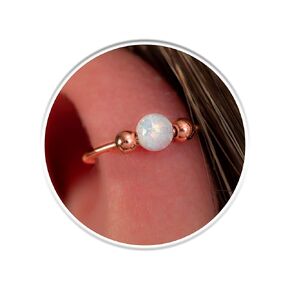 Rose Gold Helix Ring 20 Gauge White Opal - 14K Rose Gold Loving Charilage Hoop Sporting Sporring 8mm