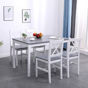 SogesGame Dining Set, Kitchen Table and Chairs for 2-4, Perfect for Breakfast Nook, for Small Spaces, Industrial,BSB-023-S8-US