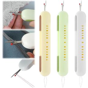 2-in-1 Needle Threader Seam Ripper, 3 Pcs Needle Threader Seam Kit Seam Ripper Tool Easy to Use Needle Threading Seam Rippers for Sewing Enthusiasts Hand Sewing Craft Knitting Quilting