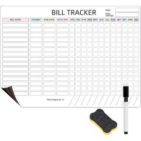 Monthly Bill Payment Checklist Magnetic Whiteboard for Refrigerator-Bill Payment Tracker Calendar Chart Monthly Bill Organizer & Planner for Personal Budgeting Financial