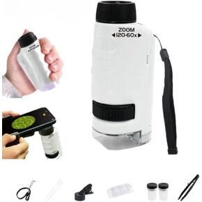 Upgraded Little Marvin Miniscope,2025 New Mini Microscope,Pocket Microscope Your Little Scientist Miniscope, Microscope Handheld Mini Scope (White)