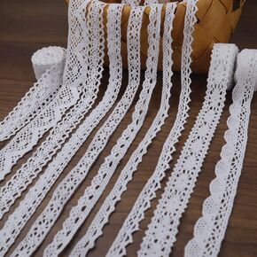 Idongcai Ribbon Lace Lace Lace Trim Crochet Cotton Lace Edge لزينة زفاف الزفاف ، حزمة عيد الميلاد DIY Sewing Craft ، 2 ياردة لكل منهما ، 10 أنماط (بيضاء 20 ياردة)