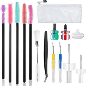 15pcs Sewing Machine Cleaning Kit, Sewing Machine Cleaning Tools Including Tweezers, Rippers, Screwdriver, Double Headed Brush, Needle Board Screwdriver, Silicone Brush and Storage Bag