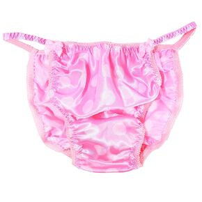 Ania's Poison Sissy Panties Baby Pink Polka Dot Satin String Bikini Shiny Men's Panties Underwear Bra Mini Skirt S-2X (XL)