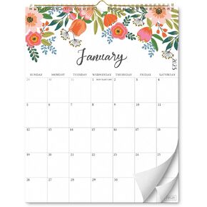 S&O Vertical Floral Wall Calendar from January 2025-June 2026 - Tear-Off Monthly Calendar - 18 Month Academic Wall Planner - Hanging Organizer to Track Anniversaries & Appointments - 13.5"x10.5"in