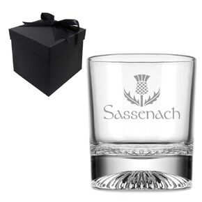 Valentines Day Gifts for Men Women, Sassenach Scottish Thistle Heavy Base Rocks Cocktail Whiskey Glass, Great Gift for Dad
