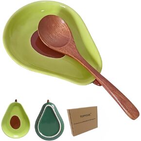 Ceramic Spoon Rest for Stove Top, Avocado Cute Spoon Rest for Kitchen Counter, Cooking Spoon Holder for Kitchen Counter, Utensil Rest Spatula Rest Ladle Holder Tong Rest