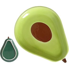 Ceramic Spoon Rest for Stove Top, Avocado Cute Spoon Rest for Kitchen Counter, Cooking Spoon Holder for Kitchen Counter, Utensil Rest for Spoon Spatula Ladle or Tong (Green Avocado)
