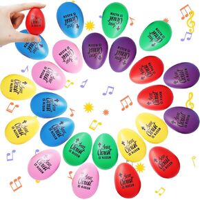 24 Pcs Plastic Easter Egg Shakers Percussion Musical Egg Maracas Kids Baby Shaker Toy for Baby Early Learning Easter Gift, 6 Colors