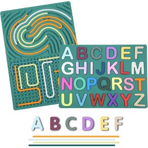 لوحة النشاط الحسي ولغز الأبجدية باللغة الإنجليزية ، والألعاب الحسية للتصميم على الوجهين للأطفال ، وأنشطة السفر للأطفال 3+ والبالغين ، والملعب ، ولعبة تخفيف الإجهاد السيليكون ، وتخفيف القلق ، والتوتر