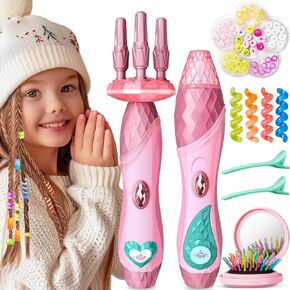 Geyiie Hair Twist Toys for Grils, DIY Hair Styling Tool Toys with Halloween Nail Sticker, DIY Hair Decoration Bead Maker, Girls Pretend Dress Up Toys Gifts for Party Favor Age 5-12