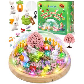 Make Your Own Night Light ,Rabbit DIY Kits,Bunny Toys for Kids Ages 4-8 ,Arts and Crafts Lamp Project for Girls(USB Upgrade Edition),Gifts for 4 5 6 7 8 9 10 Year Old Girl with Greeting Card
