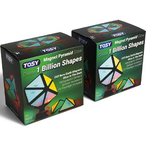TOSY Magnet Pyramid Glow - 1 Cube Transforms into 1 Billion Shapes (Bunny, Egg Basket, Flowers), 243 Rare Earth Magnets, Holographic Design, Puzzle/STEAM Toy, Easter Birthday Gift, 2-Pack