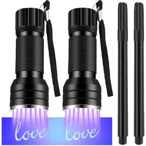 TEGEME 4 مجموعة قلم الحبر غير المرئي 2 علامة غير مرئية 2 Blacklight Flashlails UV علامات الضوء الأسود تختفي القلم السحري للحبر للملاحظات السرية هدايا العطلة.