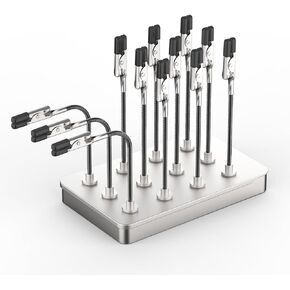 Metal Model Painting Stand Base and 12PCS Magnetic Bendable Alligator Clip Sticks Set for Gundam Model Parts Coloring, for Airbrush Spray