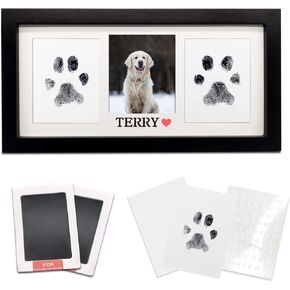 MyPawlets Paw Print Frame & Ink Pads Kit ، Kit Dog أو Cat Paw Print ، 2 لا فوضى منصات حبر للحيوانات الأليفة ، وسادة طوابع طباعة PAW للكلاب ، إطار حديدي خشبي ، إطار مخصص للحيوانات الأليفة PET PAW