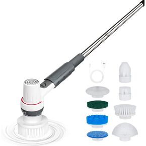 AQQA 8-in-1 Electric Aquarium Cleaning Kit Cordless Rechargeable Glass Scrubber IPX9 Waterproof Handheld Fish Tank Cleaner Powerful Algae Scraper & Cleaning Brush Set