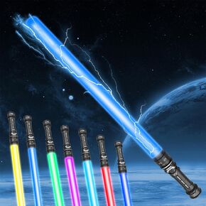 2 Packs Light Up Sword Bright Sword - 7 Colors LED Retractable Light Up Swords with Sound, Glow in The Dark Toys for Kids Sound Retractable Attachable
