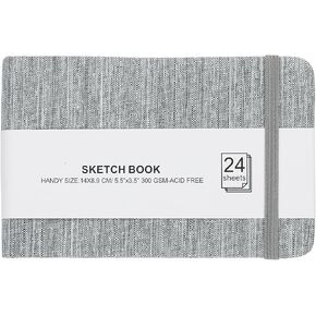 PATIKIL 5.5x3.5 Watercolor Sketchbook, 24 Sheet 300GSM/203lb Watercolor Paper Sketchbooks Acid Free Watercolor Journal Hardcover Artists Paper Pads for Painting, Dark Gray