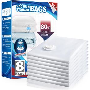 TAILI 8 Pack Vacuum Storage Bags, Jumbo Vacuum Seal Bags for Clothing (31×40 inch), Space Saver for Bulky Bedding, Comforter, Blankets, Pillows, Clothes, Saving More Closet Space
