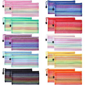 40 Pack 10 Colors Mesh Zipper Pouch Bags, Small Pouch Pencil Pouch Bulk, Cosmetics Makeup Bags Accessories Storage Bag, Home Organizing Office School Classroom Supplies
