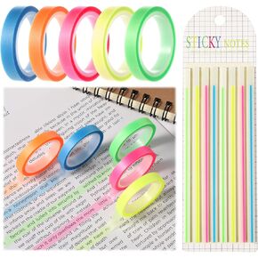 شريط تمييز 6pcs ، 0.23 بوصة × 16 قدمًا 5 ملصق ملصق لعلام العلامات الشفافة 1 علامة تبويب طويلة لزجة ، شريط شفاف قابل للفلورسنت القابل للإزالة in Kuwait