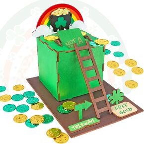 RGJ St Patrick's Day's Leprechaun Trap Kit for Kids ، Wooden Diy Leprechaun Trap Kit للقبض على Leprechaun ، ديكورات عيد القديس باتريك للأطفال لوازم الحفلات (المطلية)