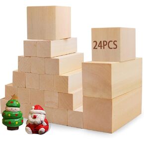 Basswood Carving Blocks for Crafts,Cymuber 24 PCS Whittling Wooden Blockss Kit with 3 Sizes,Wood Carving Blocks Wood Whittling Kit Wood Carving Set Wood Carving Wood Crafts for Kids and Adults
