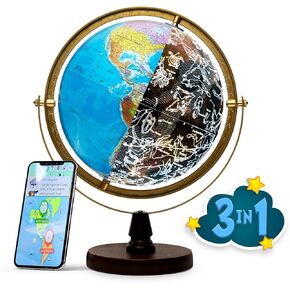 مع APP التفاعلية و LED CONSTELLATIONS في الليل ، تعليم STEM للولايات المتحدة 10 "العالم العالمي مع خريطة مفصلة
