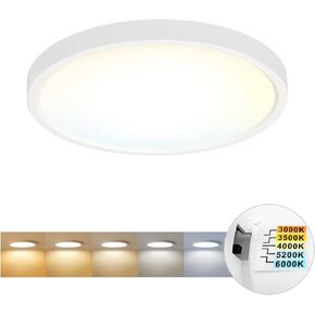 LVWIT 12inch Led Ceiling Lights, Flush Mount Ceiling Light, Modern Ceiling Light Fixture, 3000K/3500K/4000K/5200K/6000K, 24W Shower Light, Led Lights for Living-Room, Dining-Room, 1PCS