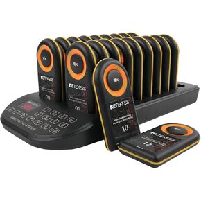 Retekess TD169 Restaurant Pager, Wireless Paging System, IP67 Waterproof, 1640ft in Open Areas, Service Countdown, 20 Restaurant Waiting Buzzers for Food Truck, Church, Hotel, Club