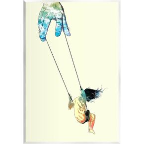 Stupell Industries Imaginative Marionette Girl On Swing Wood Wall Art, Design by Matheus Lopes Castro