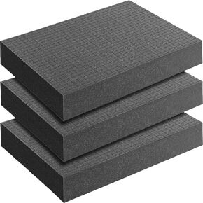 3 Pcs Pick and Pluck Foam,16 x 12 x 2 Inch Pick Apart Foam Insert,Pluck Pre Cube Sheet Foam with Bottom Use for Tool Box Cases Drawers Electronics and Storage Miniatures