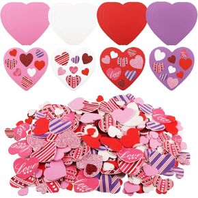 372 Pieces Valentines Foam Heart Craft Set Includes 360 Pieces Self-Adhesive Heart Foam Stickers and 12 Pieces Colorful Foam Hearts for Valentine's Day DIY Craft Supplies